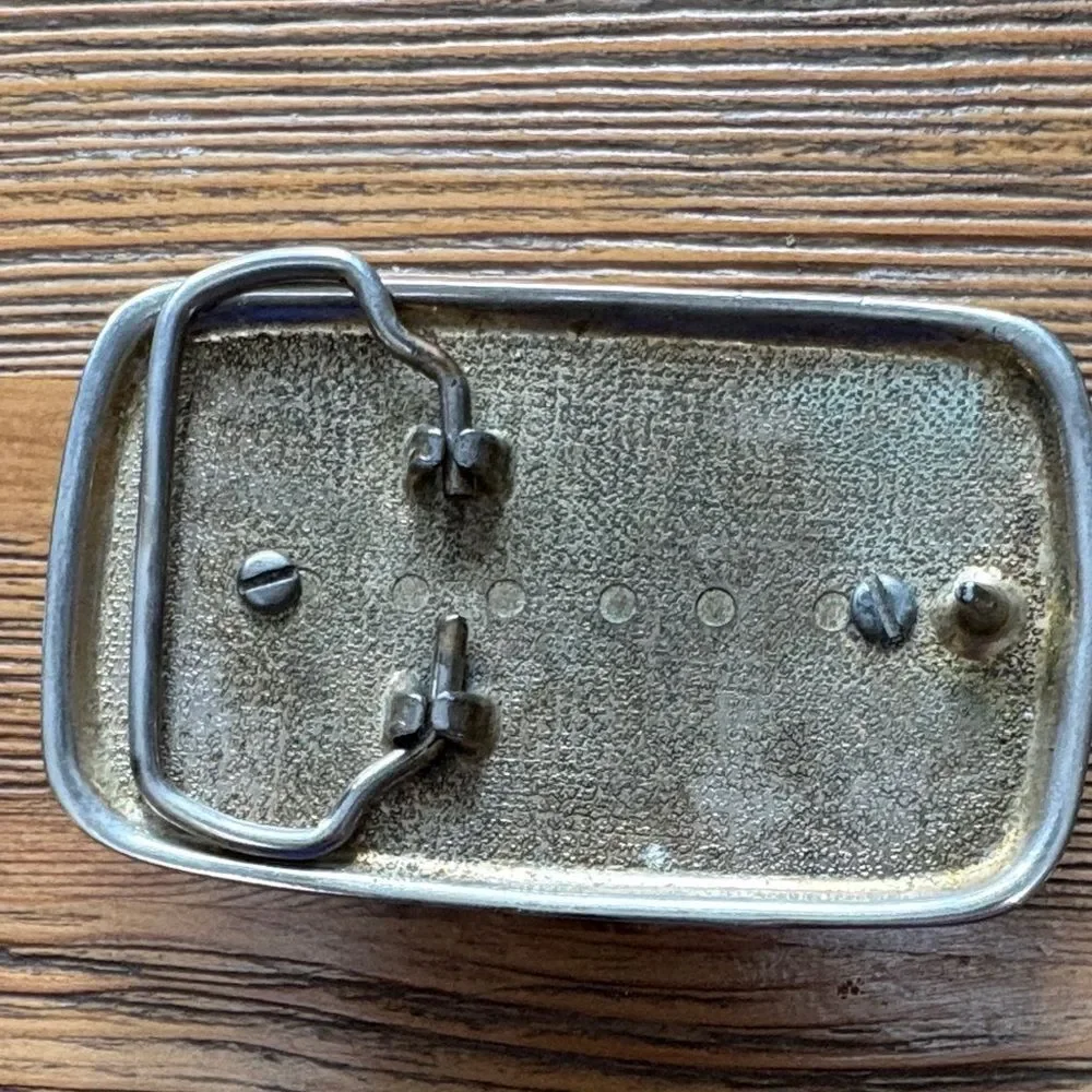 Vintage M Transit Logo Silver and Blue Belt Buckle